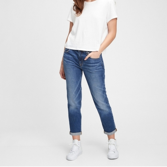 Gap Girlfriend High Rise Jeans Loose Cropped Boyfriend Boho Bohemian Denim 25 - Picture 9 of 9